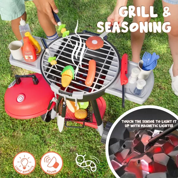 JOYIN 34 PCS Kitchen Toy Set Toy BBQ Grill Set Cooking Toy Set Little Chef Play Kids Grill Playset Interactive BBQ Toy Set for Kids Christmas Birthday Gift for Boys Girls Kids