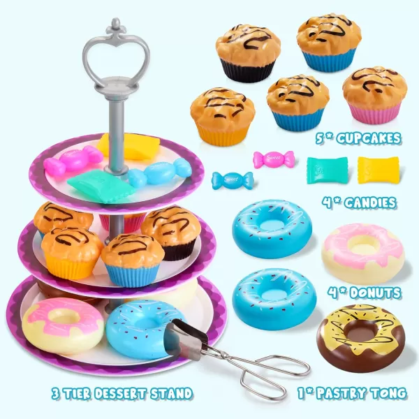 JOYIN 35Pcs Unicorn Tea Party Set for Little Girls Pretend Tin Teapot Set Princess Tea Time Play Kitchen Toy with Dessert Doughnut Carrying Case for Birthday Easter Gifts Kids Toddlers Age 3 4 5 6Mermaid Tin Teapot Set