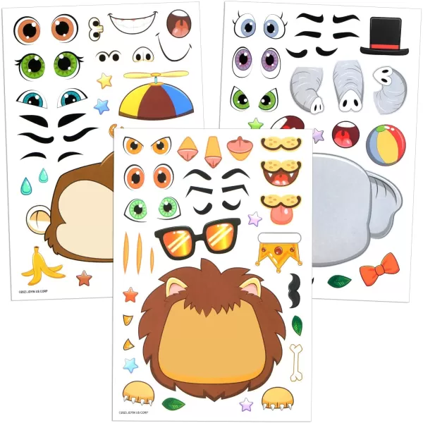 JOYIN 36 PCS 9quotx6quot Make a face Stickers for Kids Make Your Own Animal Mix and Match Sticker Sheets with Safaris Sea and Fantasy Animals Kids Crafts Party Favors Goodie Bags Stuffers for KidsSafaris Animals