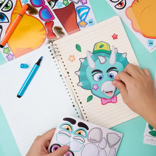 JOYIN 36 PCS 9quotx6quot Make a face Stickers for Kids Make Your Own Animal Mix and Match Sticker Sheets with Safaris Sea and Fantasy Animals Kids Crafts Party Favors Goodie Bags Stuffers for KidsDinosaur Animals