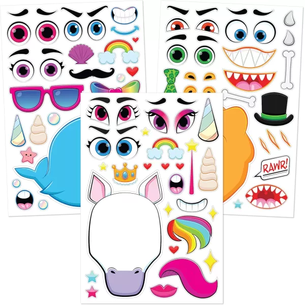 JOYIN 36 PCS 9quotx6quot Make a face Stickers for Kids Make Your Own Animal Mix and Match Sticker Sheets with Safaris Sea and Fantasy Animals Kids Crafts Party Favors Goodie Bags Stuffers for KidsMixed Animals