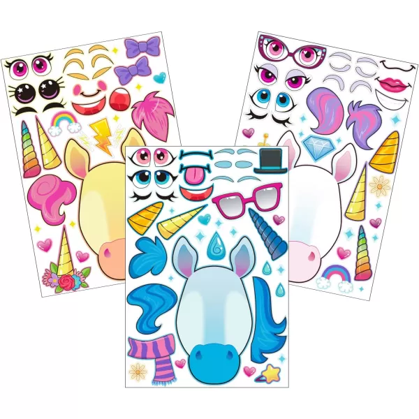 JOYIN 36 PCS 9quotx6quot Make a face Stickers for Kids Make Your Own Animal Mix and Match Sticker Sheets with Safaris Sea and Fantasy Animals Kids Crafts Party Favors Goodie Bags Stuffers for KidsUnicorn Classic