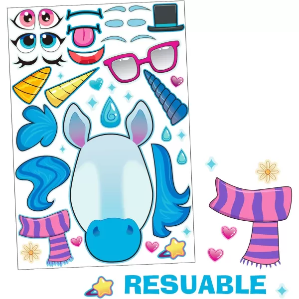 JOYIN 36 PCS 9quotx6quot Make a face Stickers for Kids Make Your Own Animal Mix and Match Sticker Sheets with Safaris Sea and Fantasy Animals Kids Crafts Party Favors Goodie Bags Stuffers for KidsUnicorn Classic