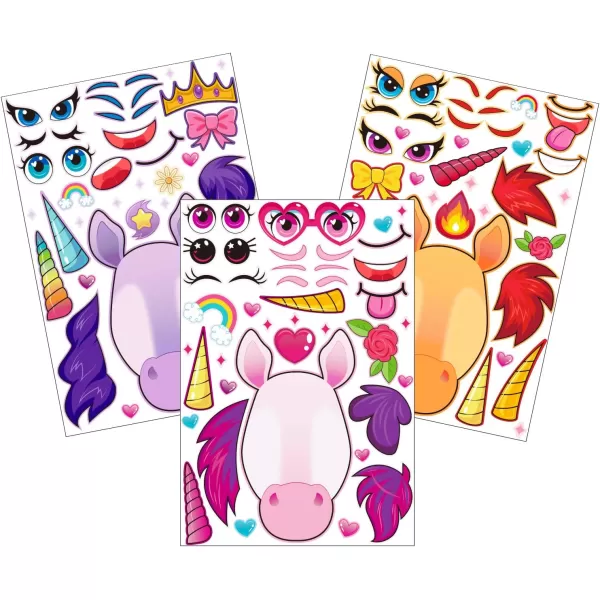 JOYIN 36 PCS 9quotx6quot Make a face Stickers for Kids Make Your Own Animal Mix and Match Sticker Sheets with Safaris Sea and Fantasy Animals Kids Crafts Party Favors Goodie Bags Stuffers for KidsUnicorn Classic