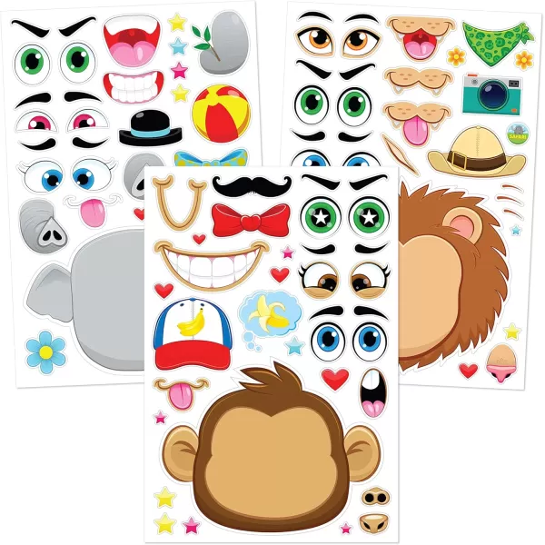 JOYIN 36 PCS 9quotx6quot Make a face Stickers for Kids Make Your Own Animal Mix and Match Sticker Sheets with Safaris Sea and Fantasy Animals Kids Crafts Party Favors Goodie Bags Stuffers for KidsMixed Animals