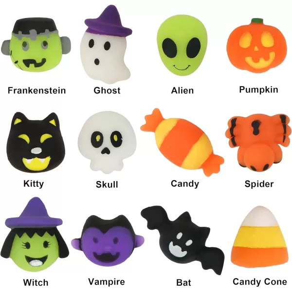 JOYIN 36 Pcs Halloween Mochi Squishy Toy in Blind Bags with 12 Halloween Characters for Stress Relief Halloween Mystery Toy Surprise Bag for Kids Halloween Party Favors Halloween Goodie Fillers