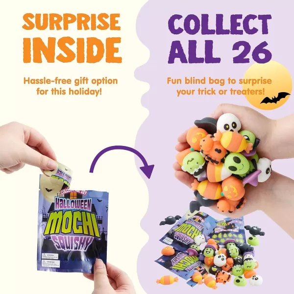 JOYIN 36 Pcs Halloween Mochi Squishy Toy in Blind Bags with 12 Halloween Characters for Stress Relief Halloween Mystery Toy Surprise Bag for Kids Halloween Party Favors Halloween Goodie Fillers