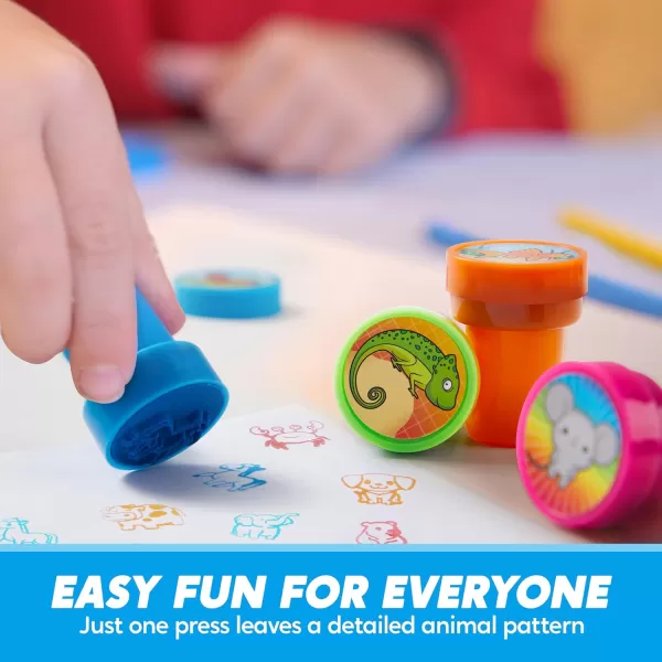 JOYIN 50 Pcs Assorted Stamps for Kids  SelfInk Stamps with 50 Designs for Birthday Party Favor Carnival Prizes School Stampers Goodie Bag Halloween Christmas Zoo Holiday StampersAnimal