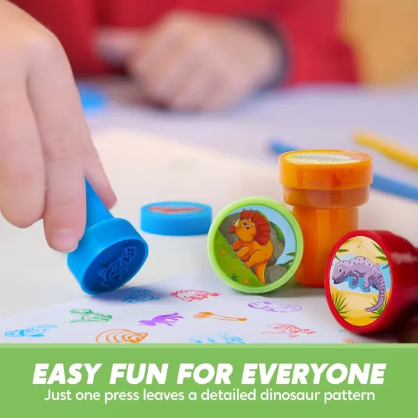 JOYIN 50 Pcs Assorted Stamps for Kids  SelfInk Stamps with 50 Designs for Birthday Party Favor Carnival Prizes School Stampers Goodie Bag Halloween Christmas Zoo Holiday StampersDinosaur