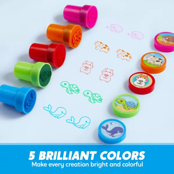 JOYIN 50 Pcs Assorted Stamps for Kids  SelfInk Stamps with 50 Designs for Birthday Party Favor Carnival Prizes School Stampers Goodie Bag Halloween Christmas Zoo Holiday StampersAnimal