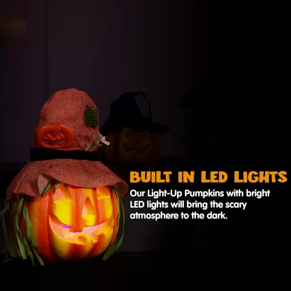 JOYIN 6 Pcs Light Up Pumpkins Decor Jack O Lantern Halloween Decorations Outdoor Indoor Decor JackoLantern Foam Pumpkin Large Trick Or Treat Bucket Party Favors Supplies