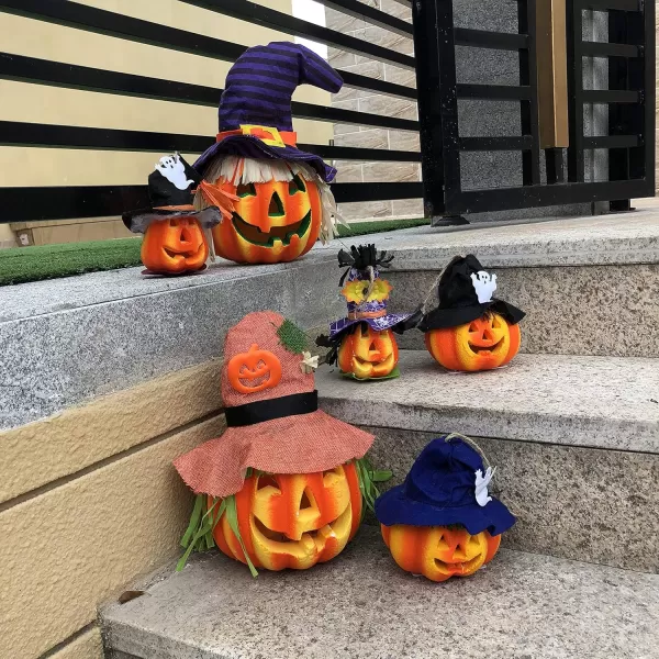 JOYIN 6 Pcs Light Up Pumpkins Decor Jack O Lantern Halloween Decorations Outdoor Indoor Decor JackoLantern Foam Pumpkin Large Trick Or Treat Bucket Party Favors Supplies