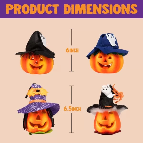 JOYIN 6 Pcs Light Up Pumpkins Decor Jack O Lantern Halloween Decorations Outdoor Indoor Decor JackoLantern Foam Pumpkin Large Trick Or Treat Bucket Party Favors Supplies