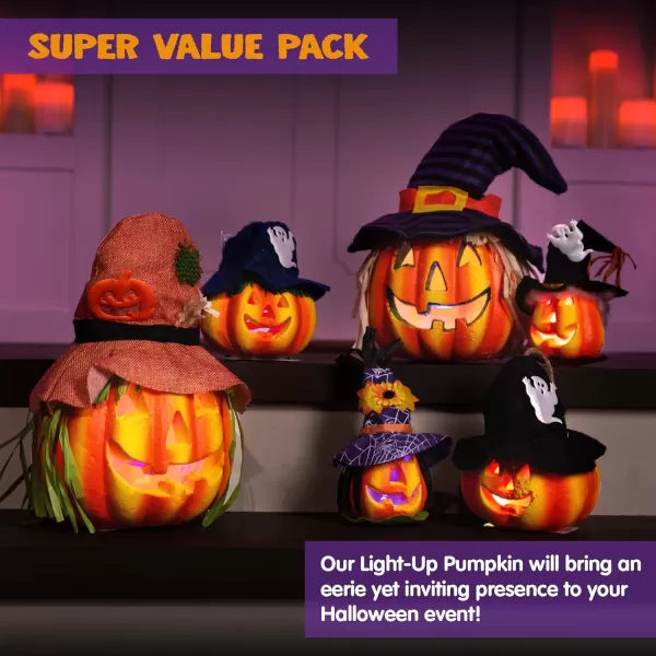 JOYIN 6 Pcs Light Up Pumpkins Decor Jack O Lantern Halloween Decorations Outdoor Indoor Decor JackoLantern Foam Pumpkin Large Trick Or Treat Bucket Party Favors Supplies