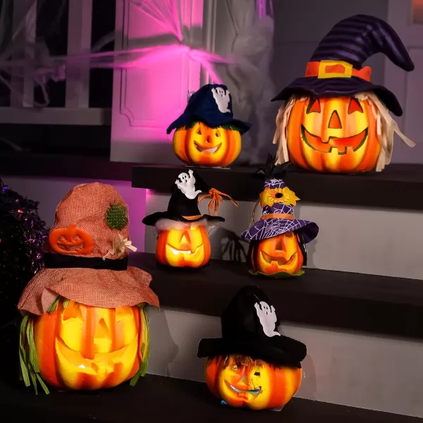 JOYIN 6 Pcs Light Up Pumpkins Decor Jack O Lantern Halloween Decorations Outdoor Indoor Decor JackoLantern Foam Pumpkin Large Trick Or Treat Bucket Party Favors Supplies