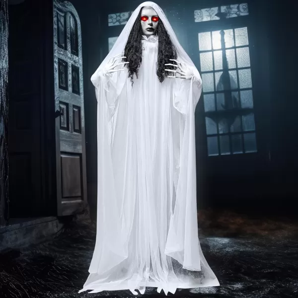 JOYIN 67quot Halloween Decorations Outdoor Life Size Animatronics Grim Reaper with Chain SoundActived Halloween Party Decoration with Creepy Sound Scary Haunted House Props for Garden Yard LawnBride