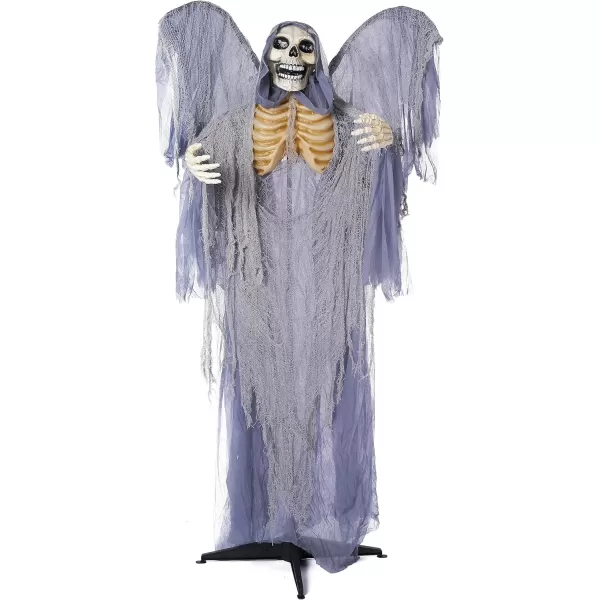 JOYIN 67quot Halloween Decorations Outdoor Life Size Animatronics Grim Reaper with Chain SoundActived Halloween Party Decoration with Creepy Sound Scary Haunted House Props for Garden Yard LawnReaper with Wings