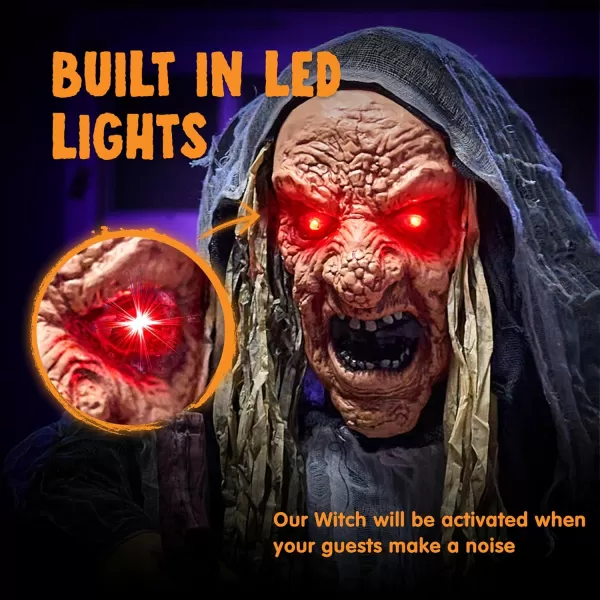 JOYIN 67quot Halloween Decorations Outdoor Life Size Animatronics Grim Reaper with Chain SoundActived Halloween Party Decoration with Creepy Sound Scary Haunted House Props for Garden Yard LawnWitch