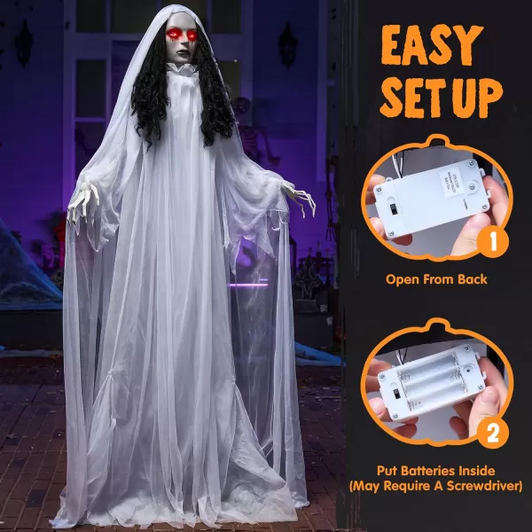 JOYIN 67quot Halloween Decorations Outdoor Life Size Animatronics Grim Reaper with Chain SoundActived Halloween Party Decoration with Creepy Sound Scary Haunted House Props for Garden Yard LawnBride