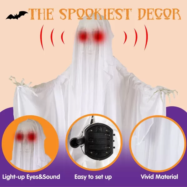 JOYIN 67quot Halloween Decorations Outdoor Life Size Animatronics Grim Reaper with Chain SoundActived Halloween Party Decoration with Creepy Sound Scary Haunted House Props for Garden Yard LawnSkeleton