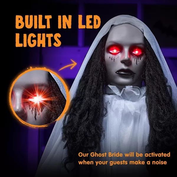 JOYIN 67quot Halloween Decorations Outdoor Life Size Animatronics Grim Reaper with Chain SoundActived Halloween Party Decoration with Creepy Sound Scary Haunted House Props for Garden Yard LawnBride