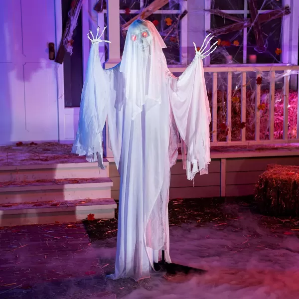 JOYIN 67quot Halloween Decorations Outdoor Life Size Animatronics Grim Reaper with Chain SoundActived Halloween Party Decoration with Creepy Sound Scary Haunted House Props for Garden Yard LawnSkeleton