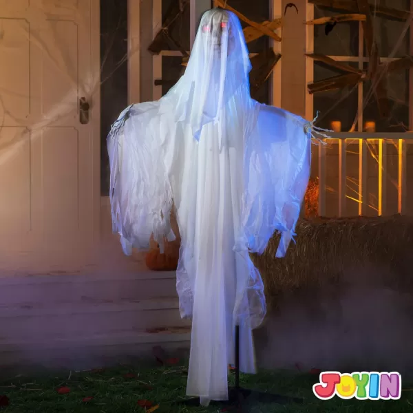 JOYIN 67quot Halloween Decorations Outdoor Life Size Animatronics Grim Reaper with Chain SoundActived Halloween Party Decoration with Creepy Sound Scary Haunted House Props for Garden Yard LawnSkeleton