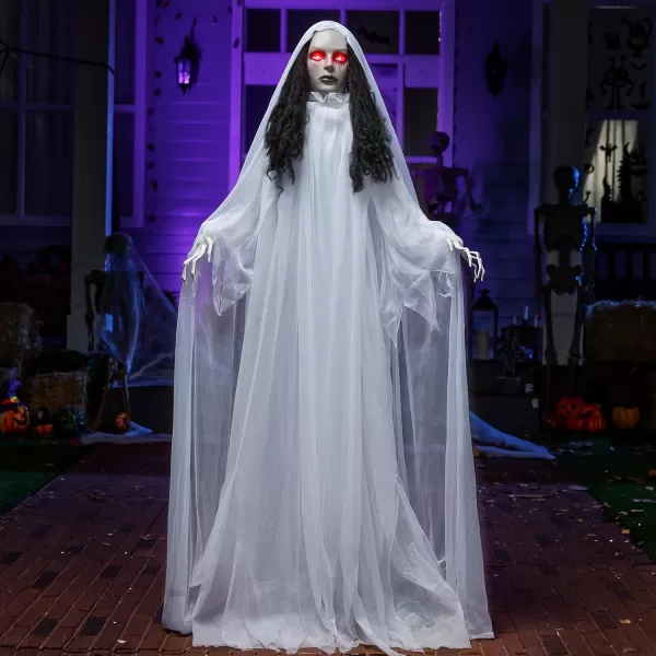 JOYIN 67quot Halloween Decorations Outdoor Life Size Animatronics Grim Reaper with Chain SoundActived Halloween Party Decoration with Creepy Sound Scary Haunted House Props for Garden Yard LawnBride