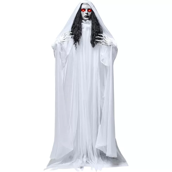 JOYIN 67quot Halloween Decorations Outdoor Life Size Animatronics Grim Reaper with Chain SoundActived Halloween Party Decoration with Creepy Sound Scary Haunted House Props for Garden Yard LawnBride