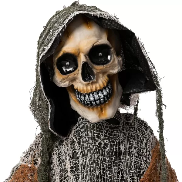 JOYIN 67quot Halloween Decorations Outdoor Life Size Animatronics Grim Reaper with Chain SoundActived Halloween Party Decoration with Creepy Sound Scary Haunted House Props for Garden Yard LawnGrim Reaper
