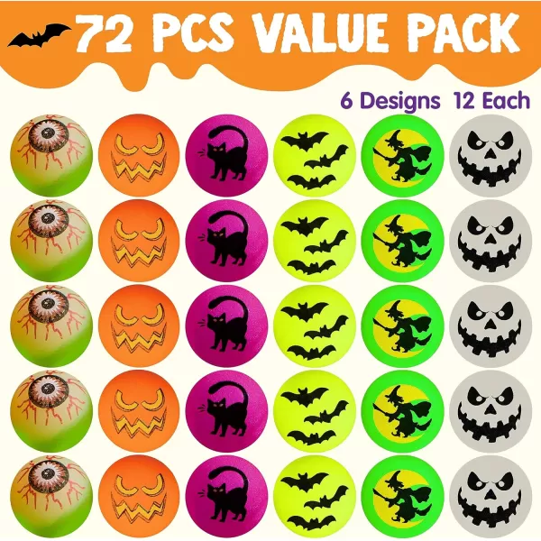 JOYIN 72 PCS Halloween Bouncy Balls Glow in The Dark Bouncing Balls Eyeballs for Halloween Party Favors Decorations Halloween Goodie Bag fillers Trick or Treating School Classroom Game Prizes