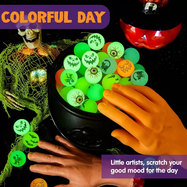 JOYIN 72 PCS Halloween Bouncy Balls Glow in The Dark Bouncing Balls Eyeballs for Halloween Party Favors Decorations Halloween Goodie Bag fillers Trick or Treating School Classroom Game Prizes
