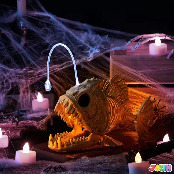 JOYIN Halloween Skeleton Fish with LED Eye for Halloween Decoration Graveyard Decorations IndoorOutdoor Spooky Scene