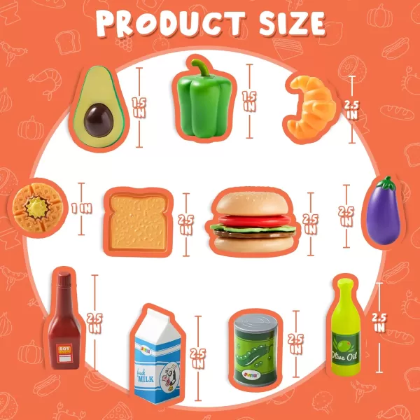 JOYIN Play Food Set 135 Pieces Play Kitchen Set for Market Educational Pretend Play Food Playset Kids Toddlers Toys Kitchen Accessories Fake Food Party Favor Christmas Stocking Stuffers