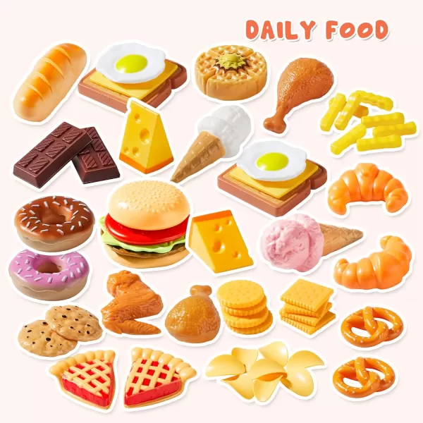 JOYIN Play Food Set 135 Pieces Play Kitchen Set for Market Educational Pretend Play Food Playset Kids Toddlers Toys Kitchen Accessories Fake Food Party Favor Christmas Stocking Stuffers
