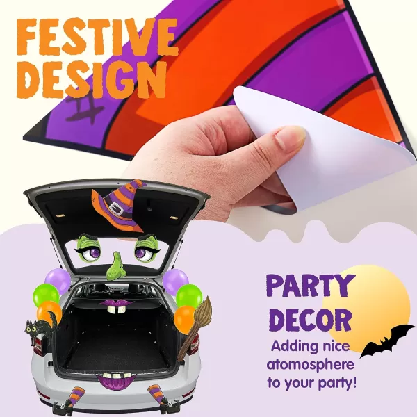 JOYIN Trunk Or Treat Car Decorations Kit Halloween Decorations Outdoor Indoor Witch Decor Car Stickers Haunted House SUV Trunk Archway Car Garage Lawn Balloons