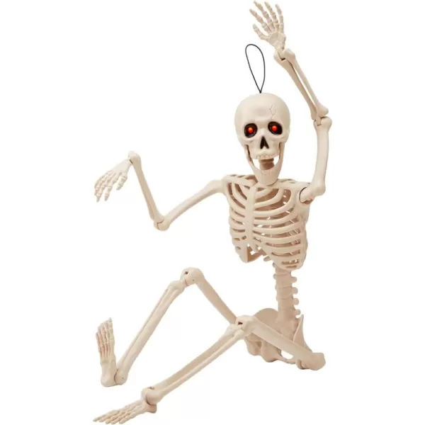 JOYIN 24 inches Halloween Skeleton Full Body Human Plastic Bones with LED Light Eyes and Posable Joints for Haunted House or Graveyard Decoration