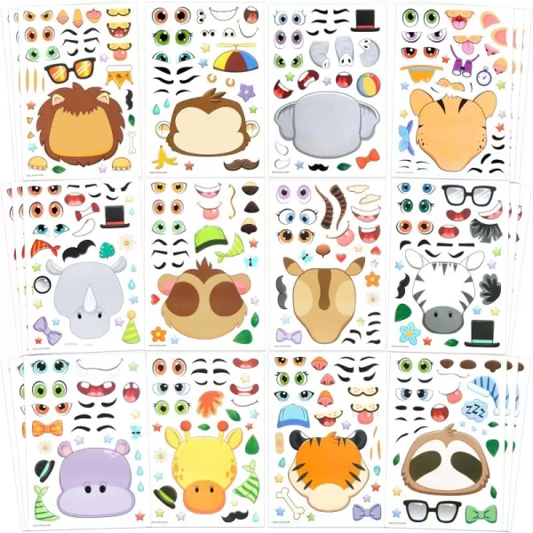 JOYIN 36 PCS 9quotx6quot Make a face Stickers for Kids Make Your Own Animal Mix and Match Sticker Sheets with Safaris Sea and Fantasy Animals Kids Crafts Party Favors Goodie Bags Stuffers for KidsSafaris Animals
