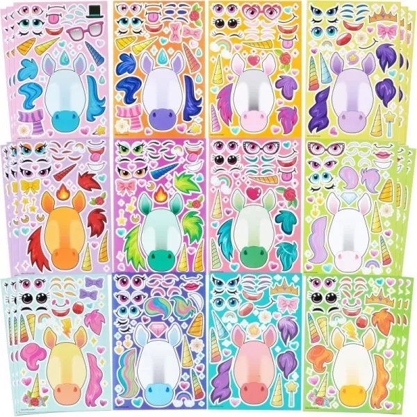 JOYIN 36 PCS 9quotx6quot Make a face Stickers for Kids Make Your Own Animal Mix and Match Sticker Sheets with Safaris Sea and Fantasy Animals Kids Crafts Party Favors Goodie Bags Stuffers for KidsUnicorn Fantasy