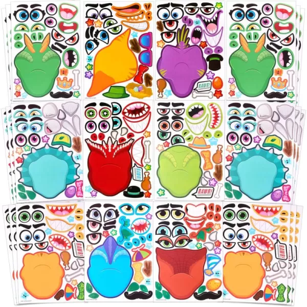 JOYIN 36 PCS 9quotx6quot Make a face Stickers for Kids Make Your Own Animal Mix and Match Sticker Sheets with Safaris Sea and Fantasy Animals Kids Crafts Party Favors Goodie Bags Stuffers for KidsDinosaur Animals
