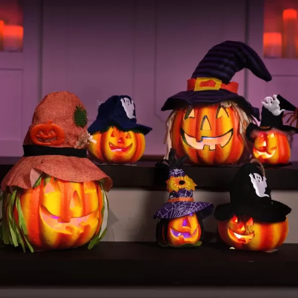 JOYIN 6 Pcs Light Up Pumpkins Decor Jack O Lantern Halloween Decorations Outdoor Indoor Decor JackoLantern Foam Pumpkin Large Trick Or Treat Bucket Party Favors Supplies