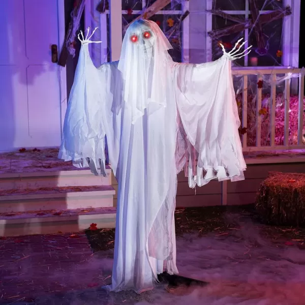 JOYIN 67quot Halloween Decorations Outdoor Life Size Animatronics Grim Reaper with Chain SoundActived Halloween Party Decoration with Creepy Sound Scary Haunted House Props for Garden Yard LawnSkeleton