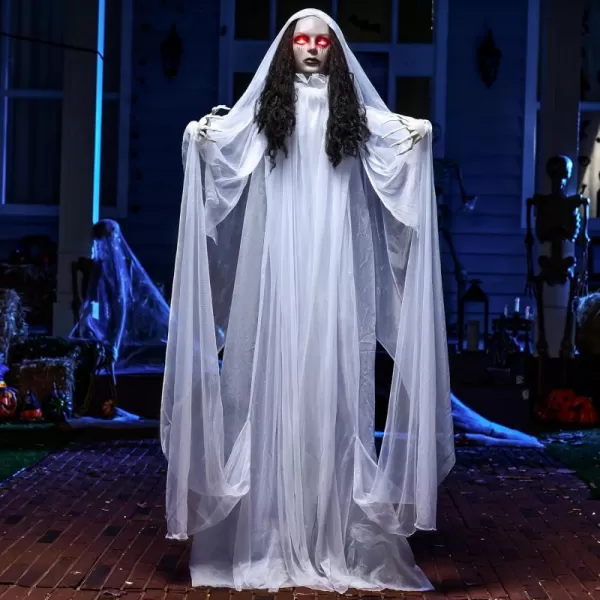 JOYIN 67quot Halloween Decorations Outdoor Life Size Animatronics Grim Reaper with Chain SoundActived Halloween Party Decoration with Creepy Sound Scary Haunted House Props for Garden Yard LawnBride