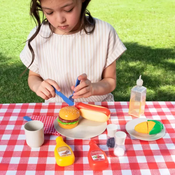 27 PCS Kids BBQ Grill Playset Backyard Barbecue Play Grill Toy Set for ToddlersPlay Food Sets for Kids Kitchen