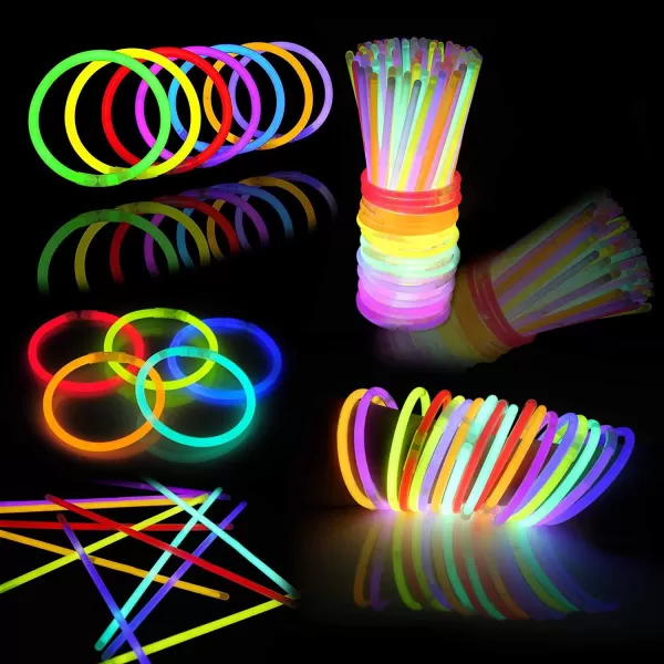 JOYIN 144 Pcs Glow Sticks Bulk 8quot Bracelets Necklaces Glow in the Dark Neon Easter FootballHalloween Party Supplies Pack