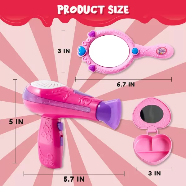 JOYIN 17Pcs Girls Beauty Salon Set Pretend Play Doll Hair Stylist Toy Kit with Hairdryer Mirror Curling Iron and Other Accessories for Kids Toddler Fashion Cutting Makeup Party Favor Birthday Gift