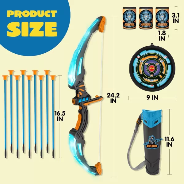 JOYIN 2 Pack Bow and Arrow Archery Toy Set for Kids Light Up Archery Play Set with 2 Luminous Bows 18 Suction Cups Arrows 6 Targets and 2 QuiversBlack