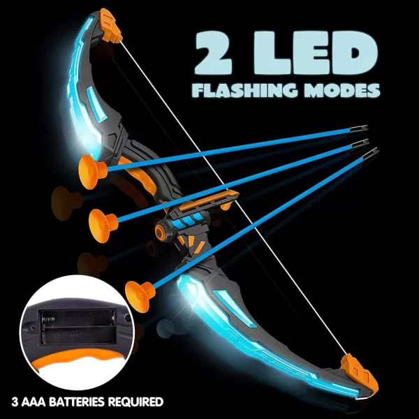 JOYIN 2 Pack Bow and Arrow Archery Toy Set for Kids Light Up Archery Play Set with 2 Luminous Bows 18 Suction Cups Arrows 6 Targets and 2 QuiversBlack