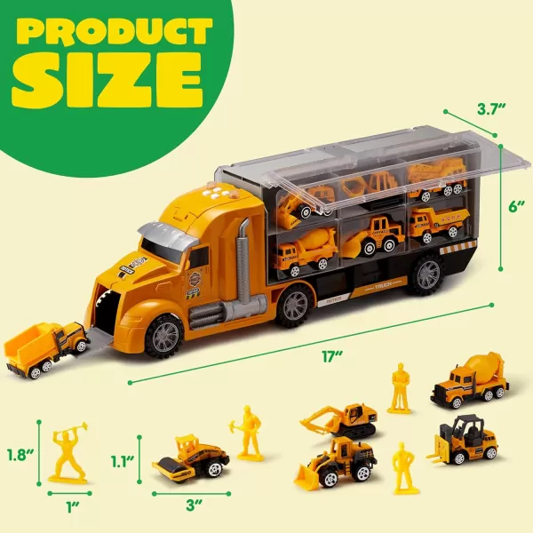 JOYIN 25 in 1 Green Military Big Truck Toys Army Men Tanks Set with Soldier Men Mini Battle Car Toy in Carrier Truck with Lights and Sounds Gifts for Toddler Kids Boys Ages 3Construction Truck