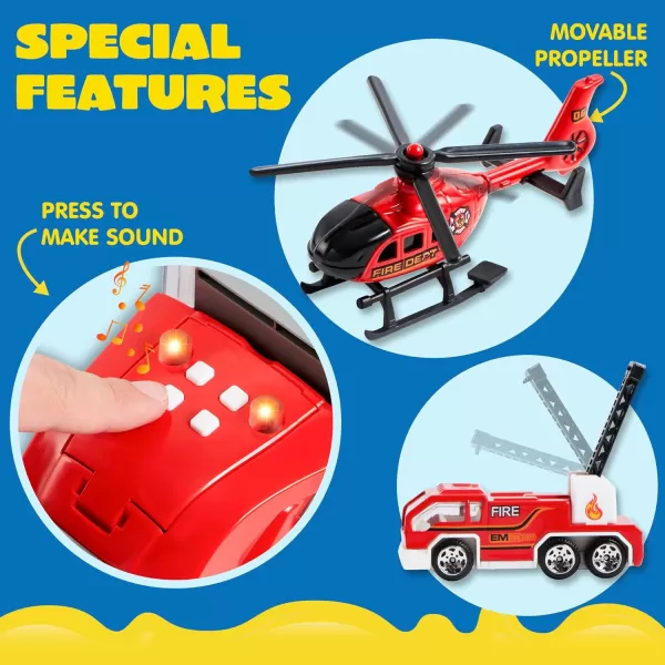 JOYIN 25 in 1 Green Military Big Truck Toys Army Men Tanks Set with Soldier Men Mini Battle Car Toy in Carrier Truck with Lights and Sounds Gifts for Toddler Kids Boys Ages 3Fire Truck